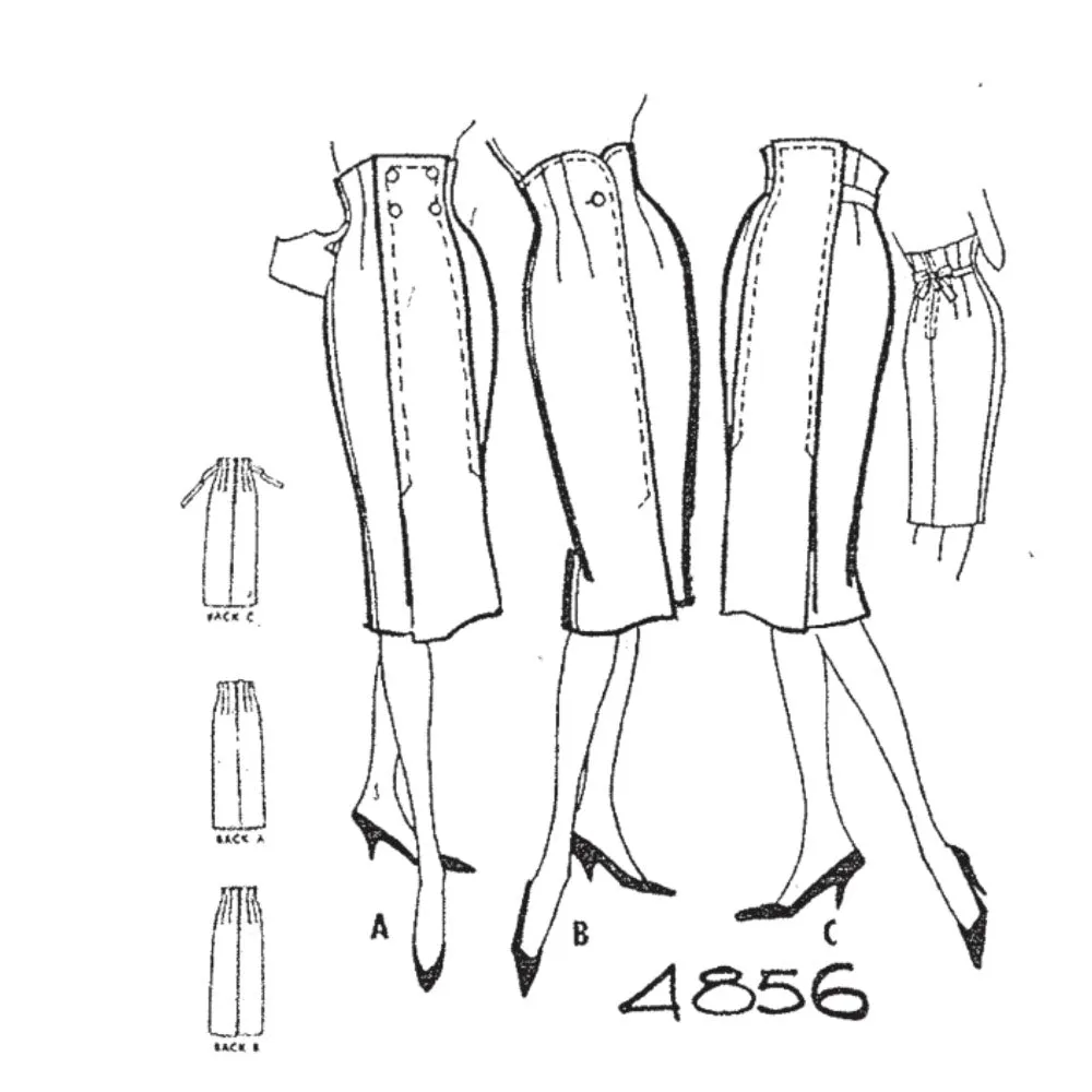 1950s Pattern, 1950s Sewing Pattern, Wiggle, Slim, Pencil, High Waisted, Hollywood Skirt - Waist 26 - 36.5" (66 -  115.5cm)