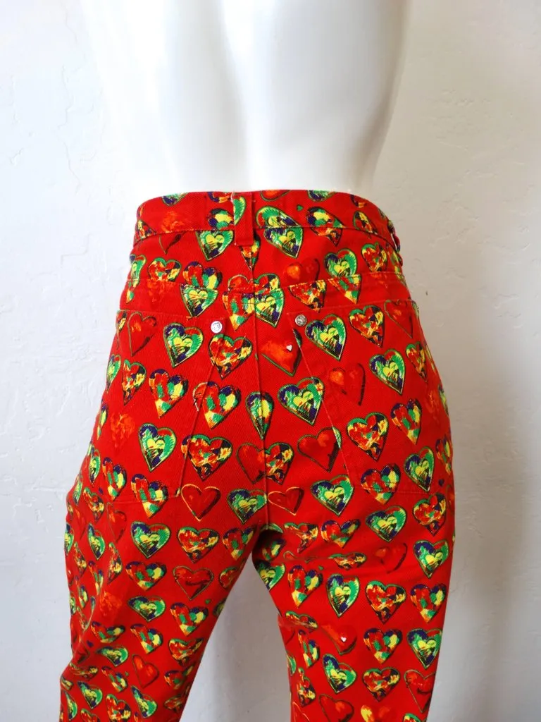 1997 Versace Jeans Heart Printed Pants