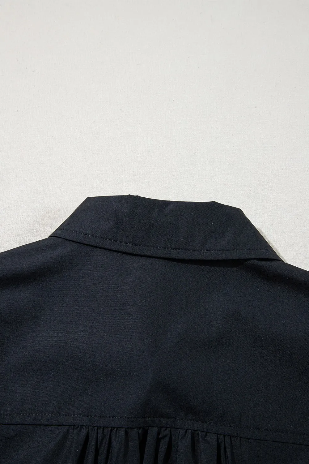 Button Up Tie Waist Puff Sleeve Mini Shirt Dress