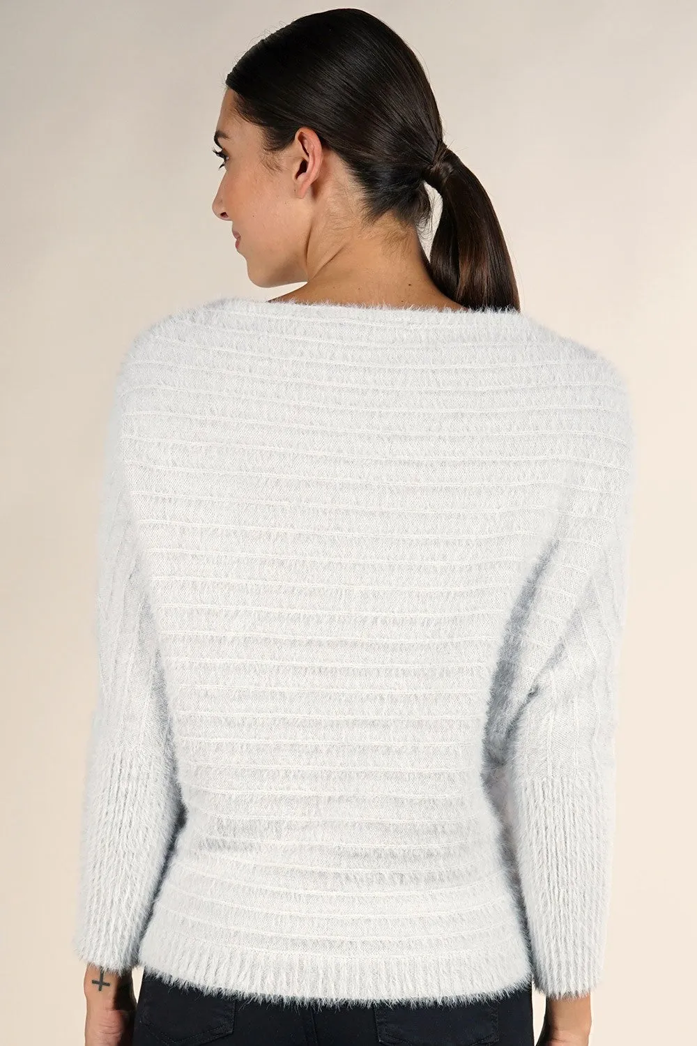 Fuzzy Slouchy Boat Neck Sweater