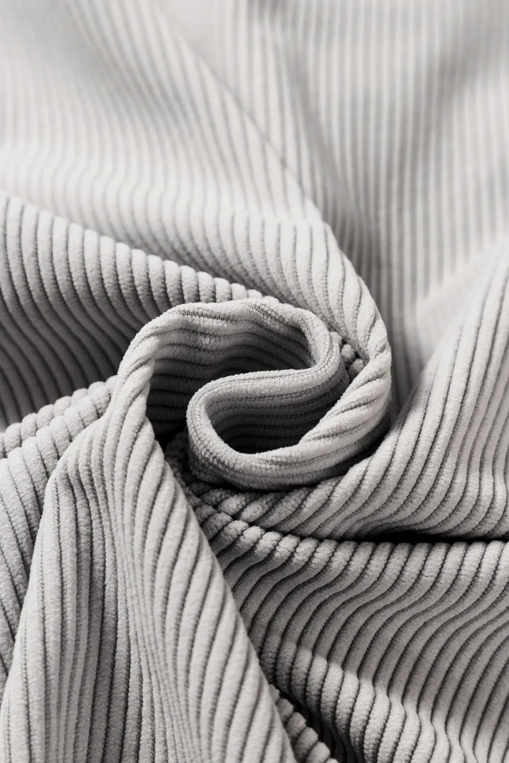 Hooded Drawstring Corduroy Shacket
