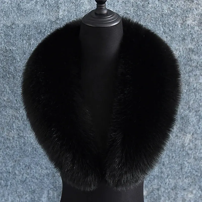 LVSANW Faux Fur Collar Solid Color Plush Shawl Women Winter Detachable Neck Warmer Wrap Scarves Female Thick Warm Plush Collar Scarf