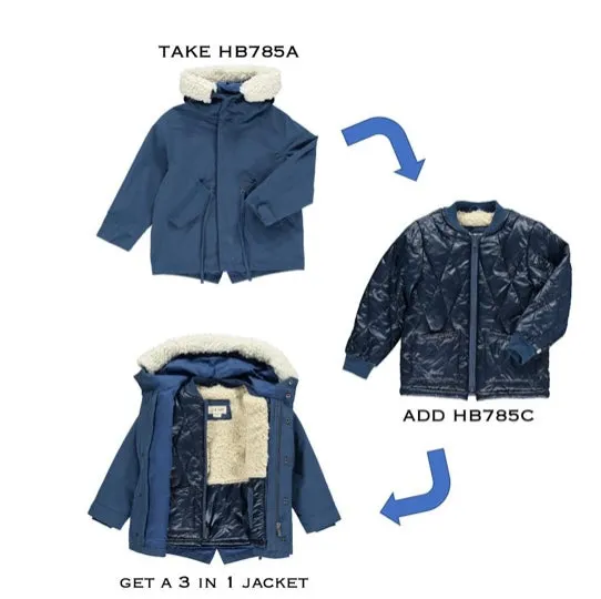 Me and Henry Boys Quilted Sherpa Lined Bomber Jacket in Navy: Size 7/8 to 16