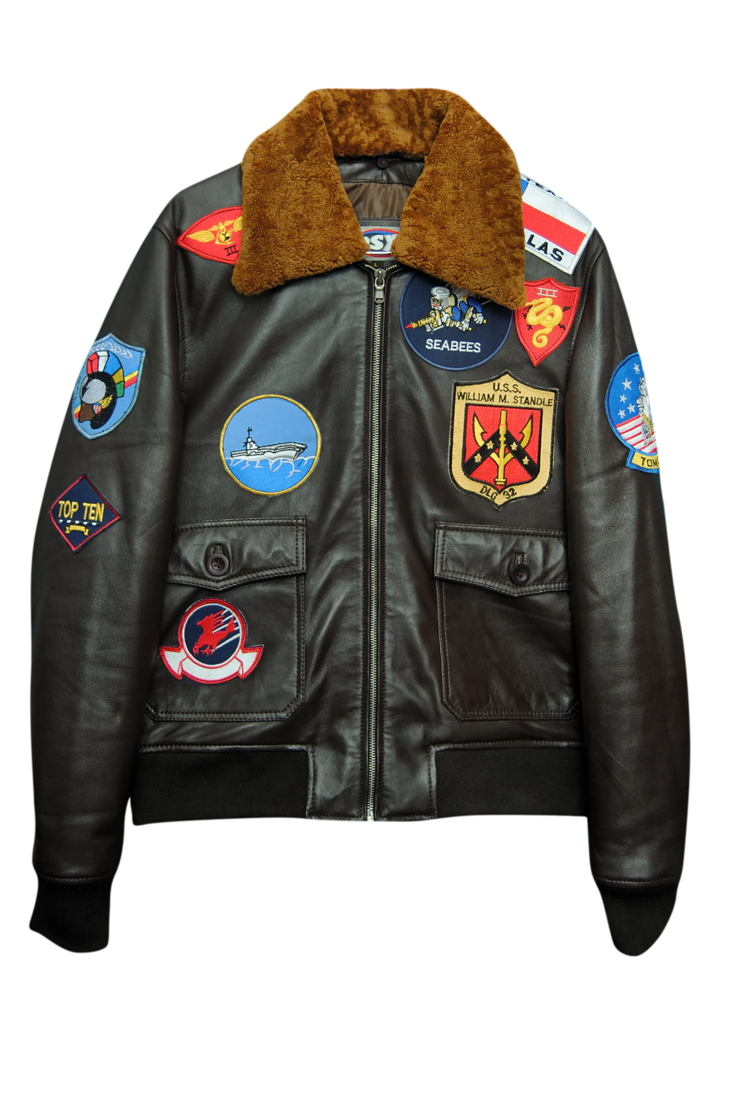 Men's Top Gun-II Pilot Bomber Fling Aviation Leather Jacket 1175