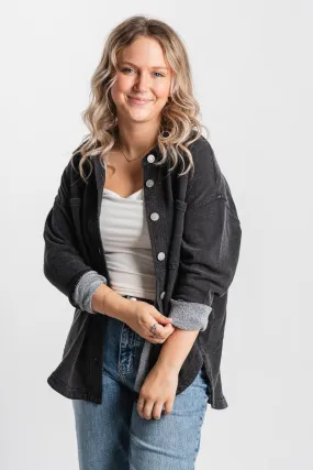Oversized shacket charcoal