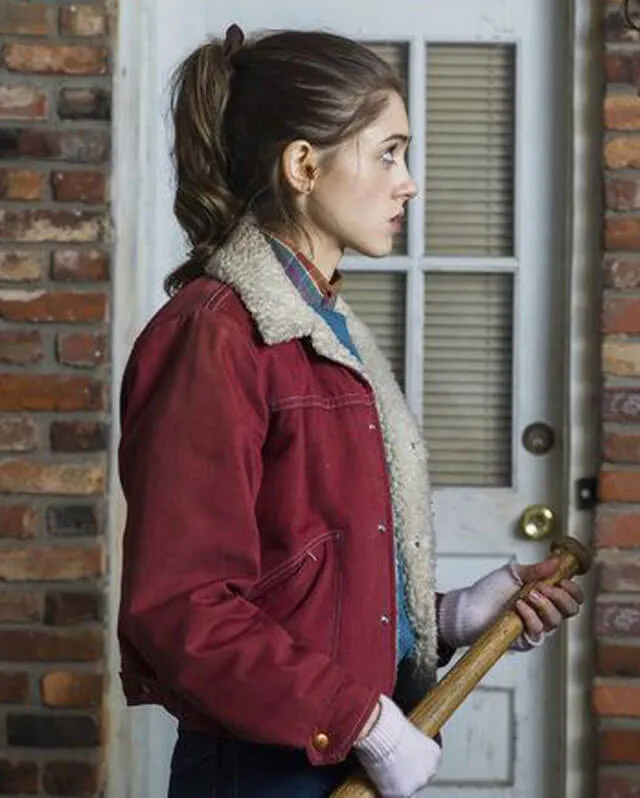 Stranger Things Natalia Dyer Red Shearling Jacket