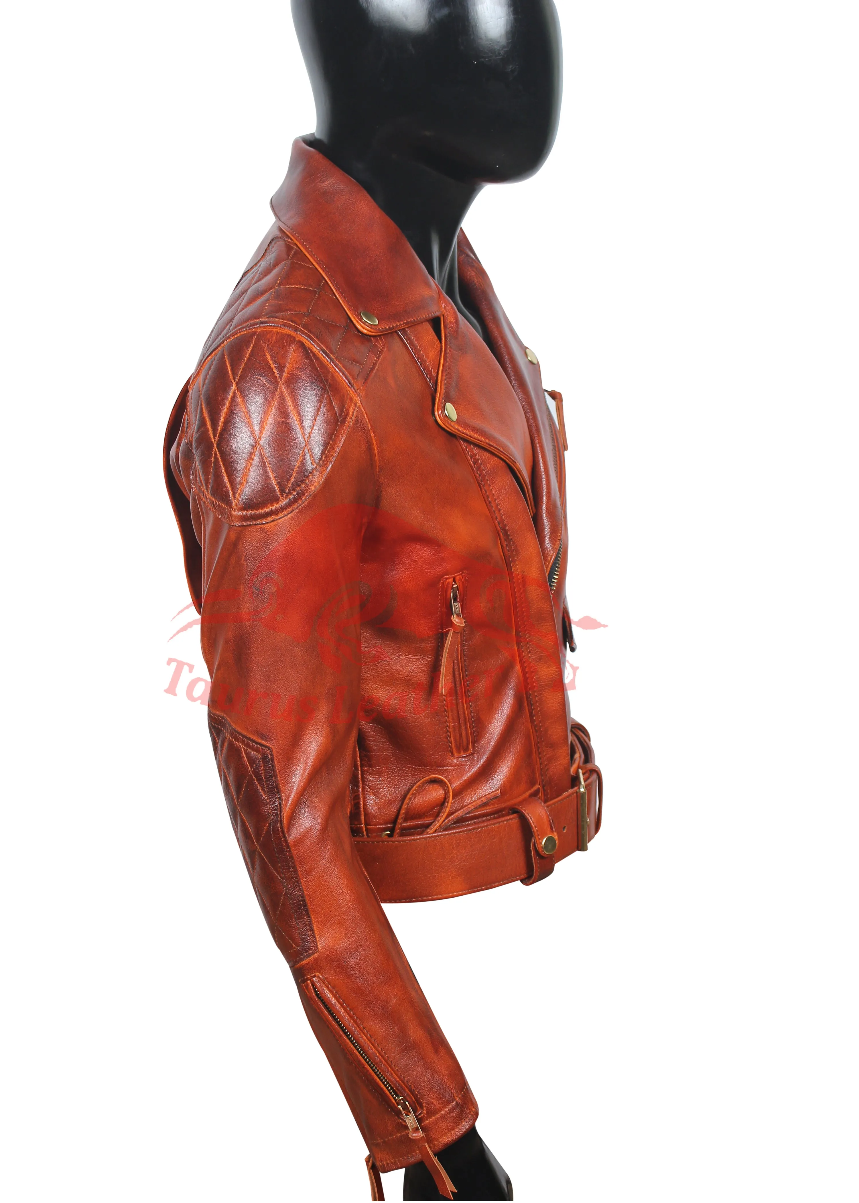 Vintage Brown The Classic Biker Jacket by Taurus Leather"